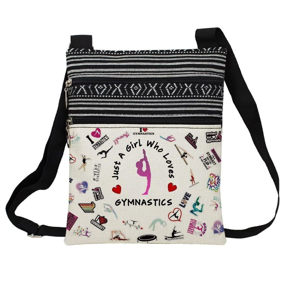 Just Love Gymnastics Messenger Bag Small Ethnic Pattern Printed Adjustable >:(